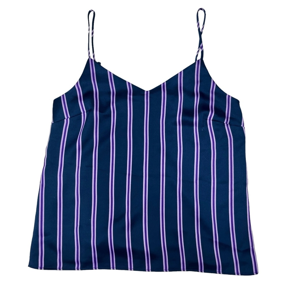 Banana Republic Cami Top Navy Blue Purple Striped Sleeveless Size Small